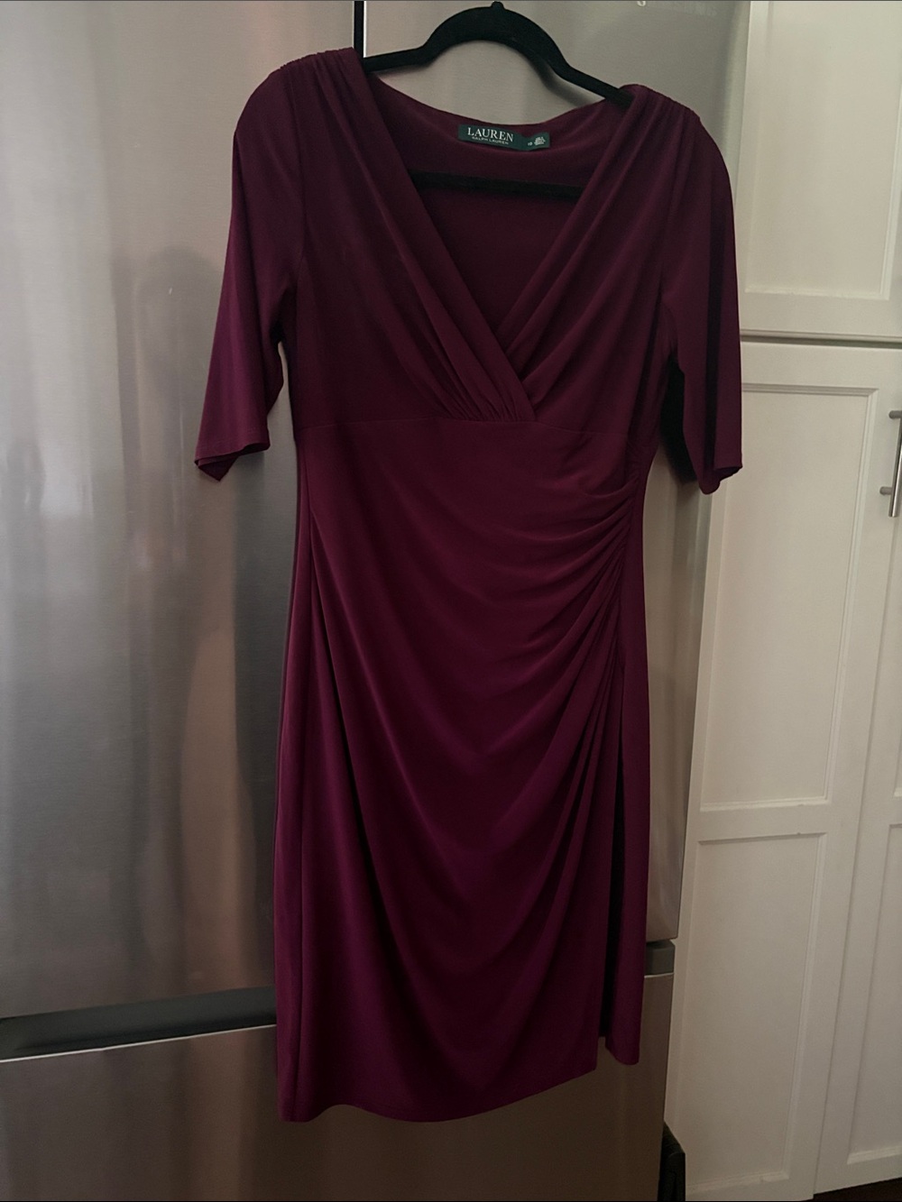 Lauren Ralph Lauren Deep Plum Surplice Midi Dress